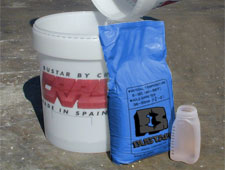 expansive grout product and mixing container